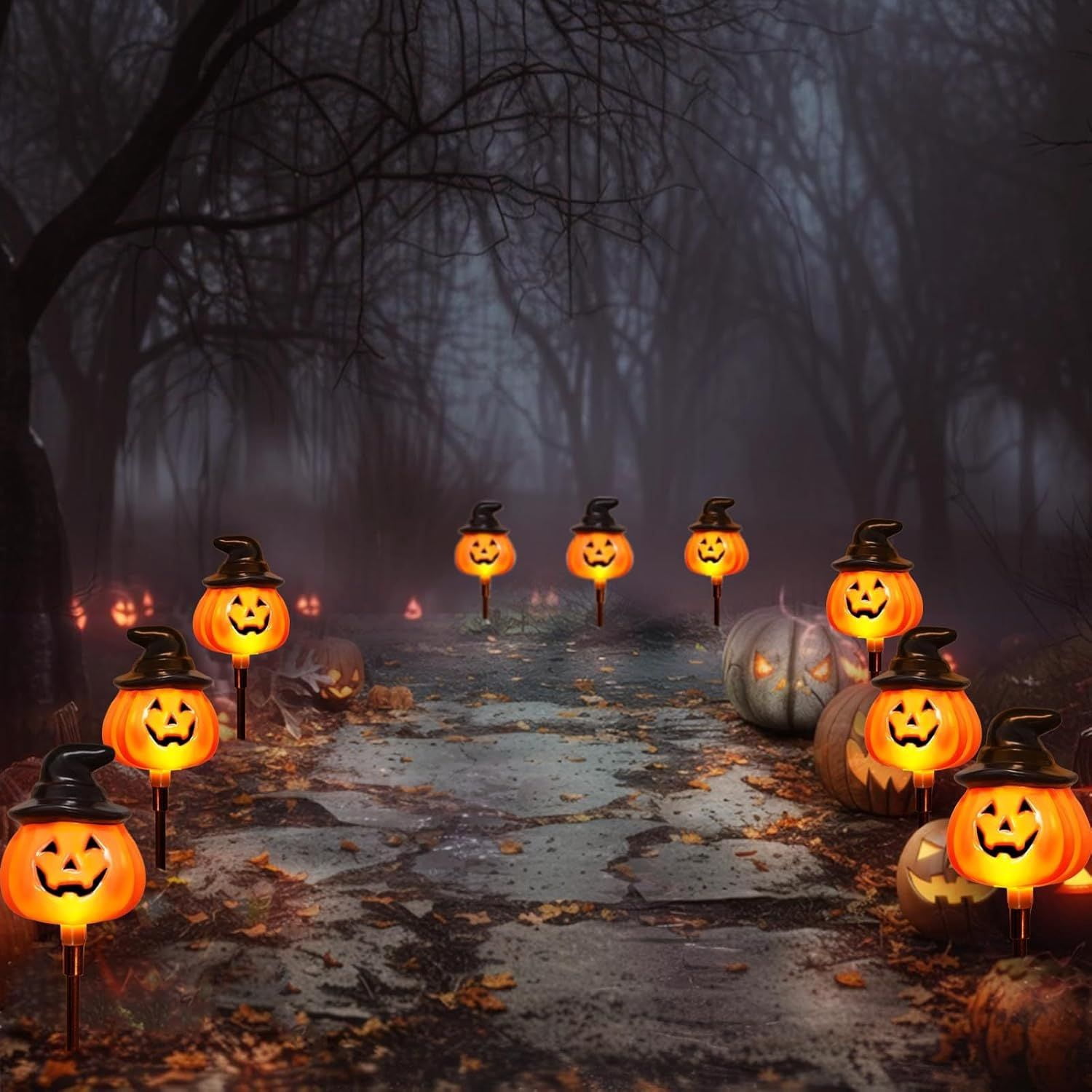 Solar Powered Jack-O-Lantern String Lights 8 Modes for Halloween Outdoor Decor