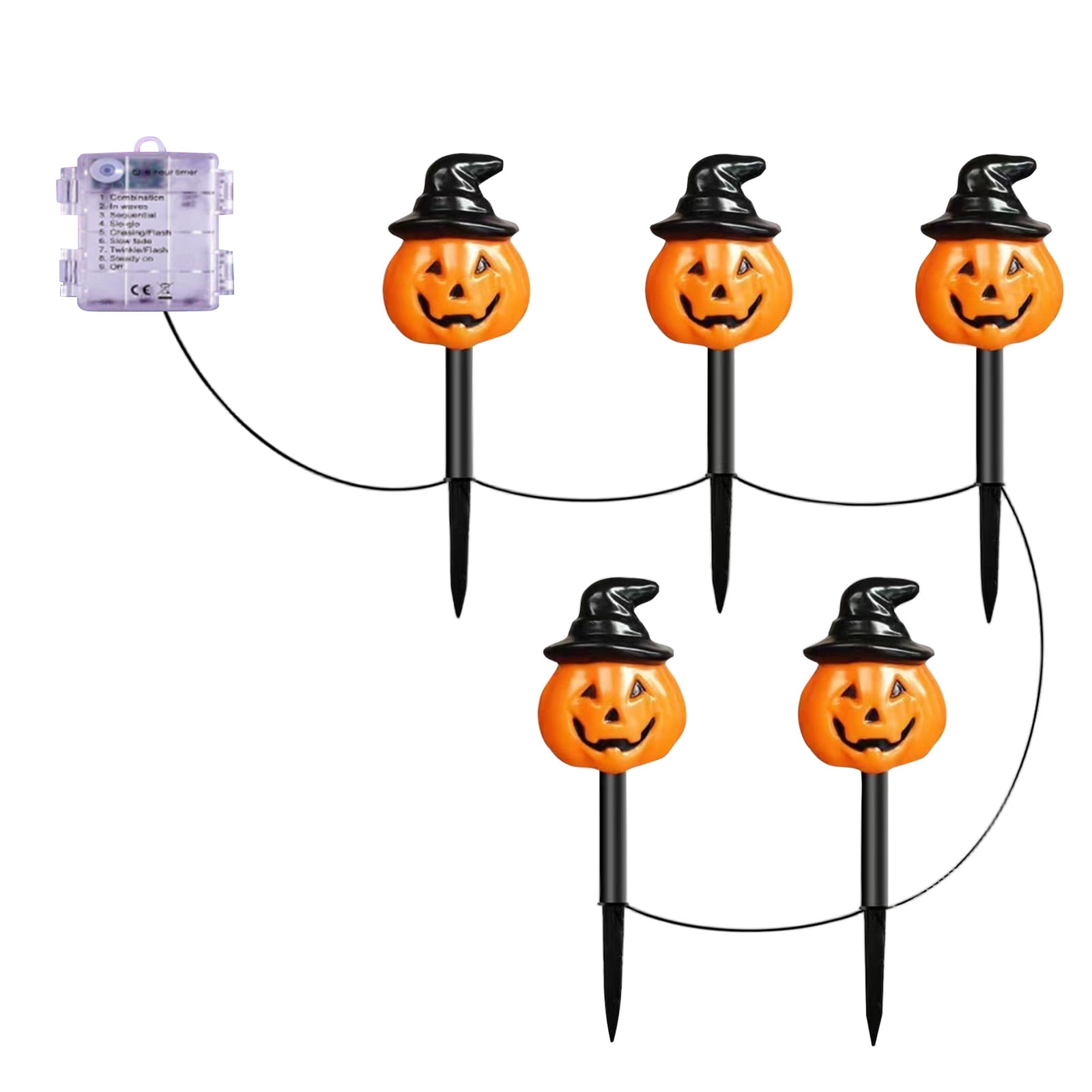 Solar Powered Jack-O'-Lantern String Lights Orange Halloween ...