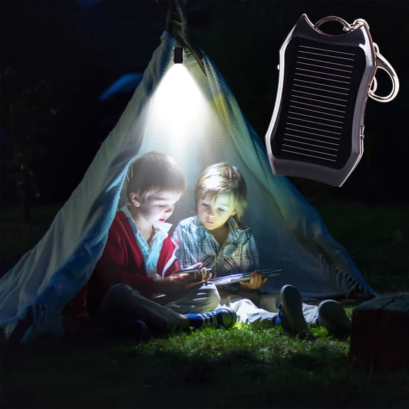 Solar Powered Key Chain Mini LED Flashlight Rechargeable with Mobile Power Supply Emergency Light Portable EDC Tool for Outdoor
