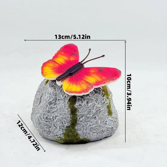 Solar Powered LED Butterfly Light, Weatherproof Outdoor Garden Statue with Automatic On/Off, Resin Stone Lantern for Yard Lawn