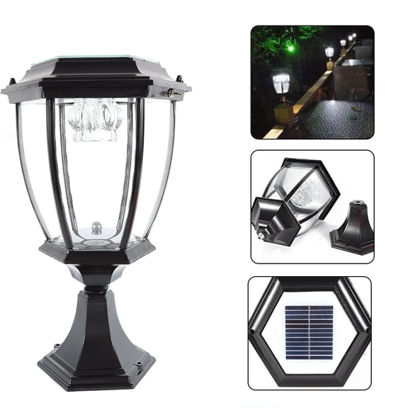 Solar Powered LED Column Lamp Outdoor Light Lawn Garden Lighting with 2200mah Batteries