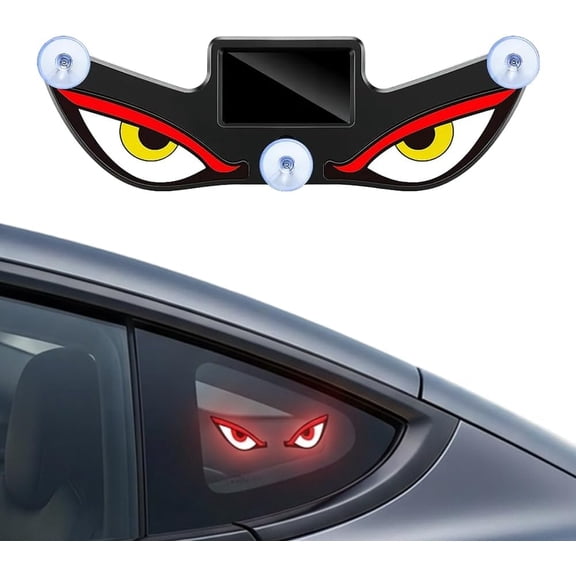 Solar Powered LED Eyes Window Light, Suction Cup, 5 Modes, for Car Windshield and Rear Window