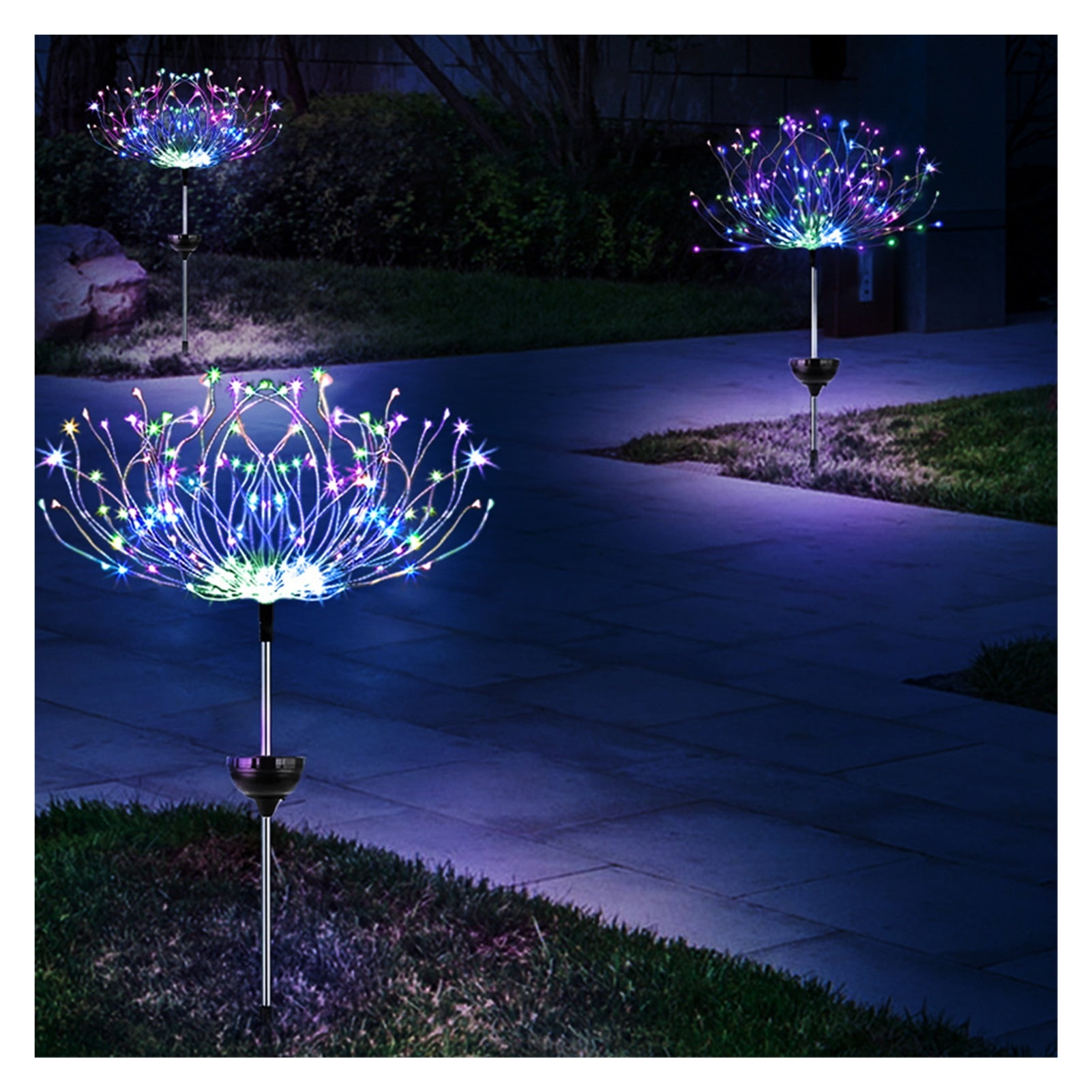 Solar Powered LED Fireworks Lights Outdoor Garden Fairy String Grass