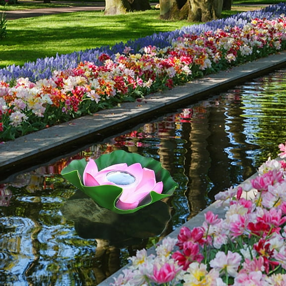 Solar-Powered LED Floating Flower Light for Pools & Ponds | Auto On/Off | 28cm Waterproof Garden Decoration | Red/Yellow/White Gradient | EVA Material