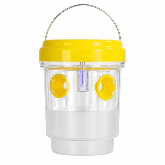 Solar Powered LED Fruit Fly Trap Outdoor – PP Insect Catcher with Light Attraction System, Automatic Night Illumination Bug Control for Garden, Orchard, Farm & Patio Hanging Use