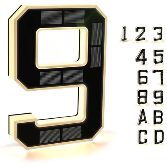 Solar Powered LED House Number Light – Waterproof Light-Up Address Sign for Outdoor Home, Night Visibility 9 Inch