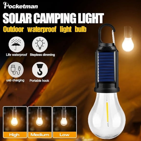 Solar Powered LED Lamp Bulbs Outdoor USB Charging Camping Light BBQ Atmosphere Night Lights Waterproof Flashlight Essentials