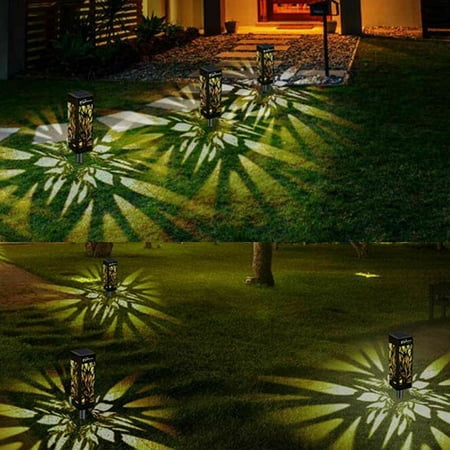 Solar Powered LED Lawn Lamp Hollow Pattern Design Outdoor Lighting Path Landscape Decorative (6pcs Warm White)