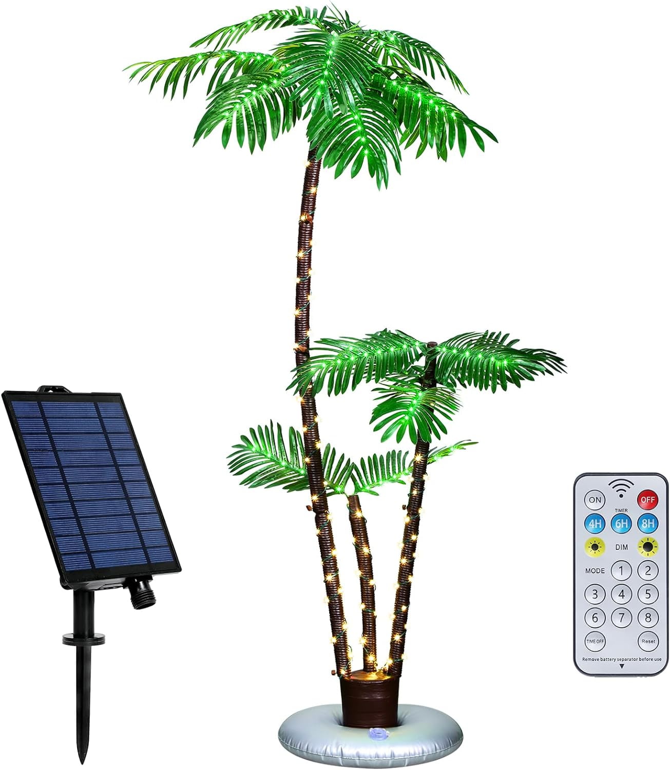 Solar Powered LED Lighted 6 ft. Palm Tree, 3 Branch Tree for