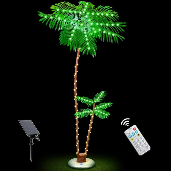 Solar Powered LED Lighted Palm Tree, 7 ft. Tree for Decorations Dcor