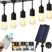 Solar Powered LED Ourdoor String Lights  Warm White to White Color Changing 39FT Waterproof for Garden Patio Backyard Bistro Patry
