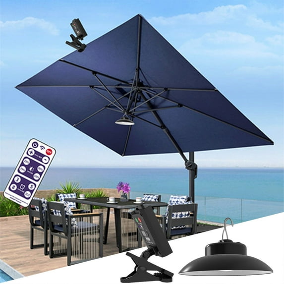Solar Powered LED Patio Umbrella Outdoor Round Umbrella Large Cantilever Umbrella with LED lights Windproof Offset Umbrella Heavy Duty Sun Umbrella for Garden Deck Pool Patio
