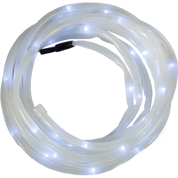 Solar Powered LED Rope Lights 32 FT Strand with 100 White Bulbs, Steady or Twinkle Mode Outdoor Patio, Landscape, and Garden Dcor