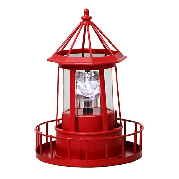 Solar Powered LED Rotating Lighthouse Night Light Outdoor Home Garden K7D4