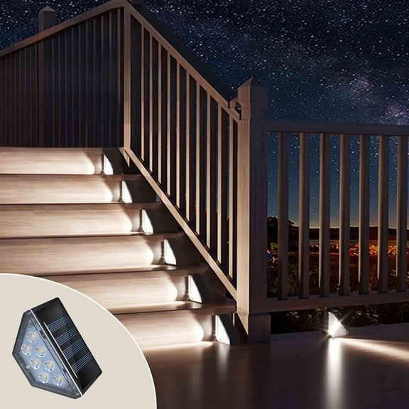Solar Powered LED Step Light | Outdoor Stair & Pathway Lighting with Auto On/Off Sensor | Waterproof Garden, Patio & Deck Lights | Energy Efficient Solar Panel for Home & Yard