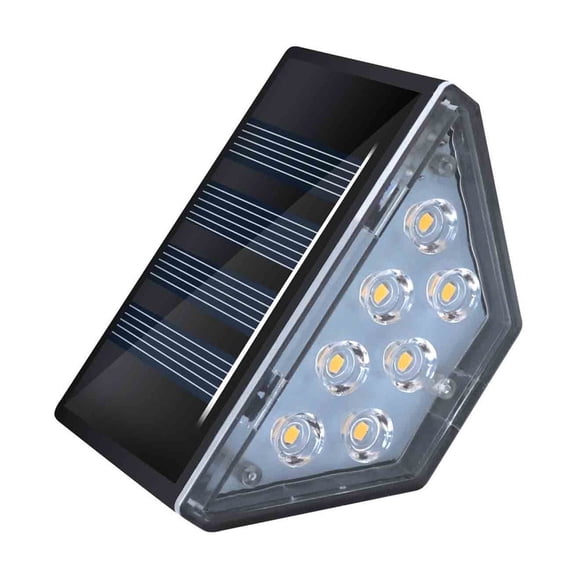 Solar Powered LED Step Light with Auto On/Off Sensor, Waterproof Outdoor Lighting for Stairs, Pathways, Gardens, Patios, and Decks in Black
