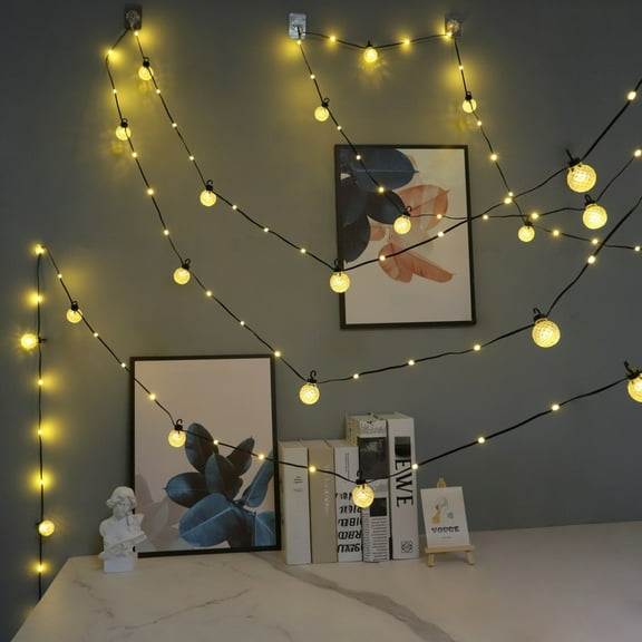 Solar Powered LED String Lights 50ft Waterproof Remote Control Outdoor Decorative Lights for Camping Patio Market Stall Party Decoration