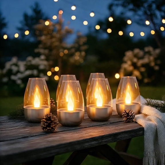 Solar Powered LED Tea Lights , Waterproof Flameless Votive Candles for Mason Jars & Jack-O-Lanterns, Outdoor Patio Decor