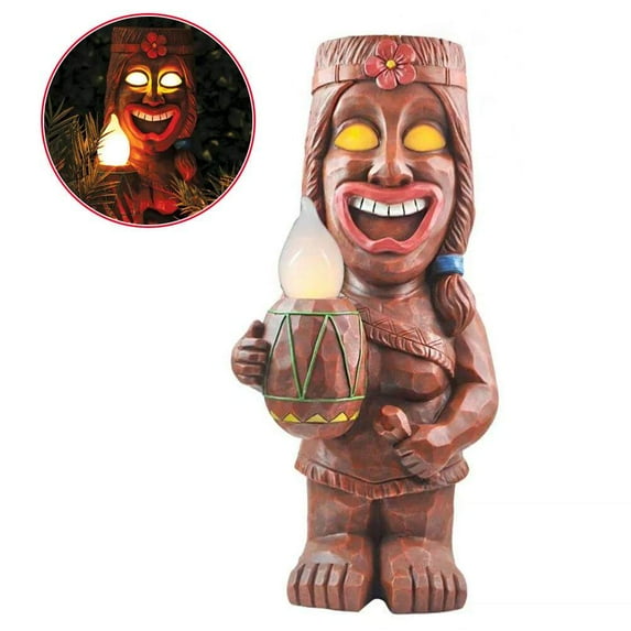 Solar-Powered LED Tiki Light Totem Figurine - Outdoor Garden Decor, Perfect for Porch, Lawn, or Trail Illumination