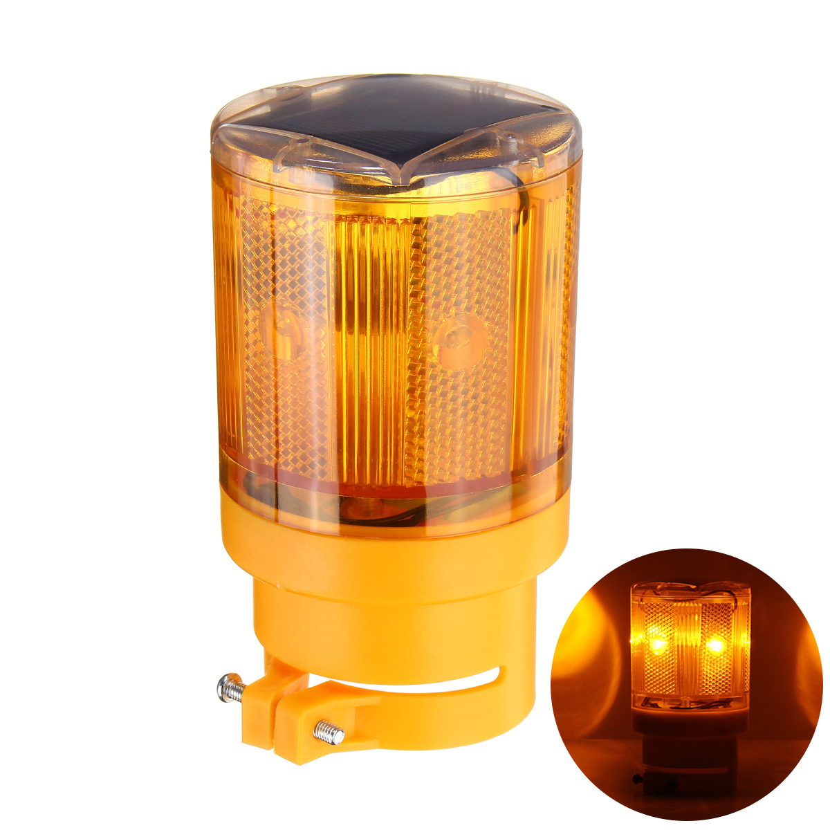 Solar Powered LED Traffic Strobe Warning Lights Flicker Beacon Road