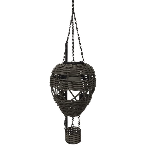 Solar Powered Lantern, Hanging Outdoor Rattan Light Hot Air Balloon Shape Waterproof LED Flickering Flame Decorative Landscape Lamp for Garden Yard, Model, 1 Pack