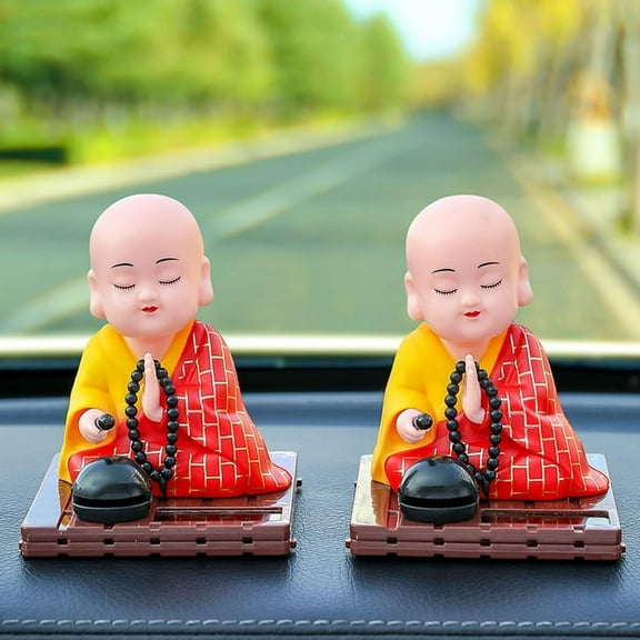 Solar Powered Laughing Buddha Bobblehead - "Silent-Nod" Lucky Car Ornament with UV-Resistant Finish
