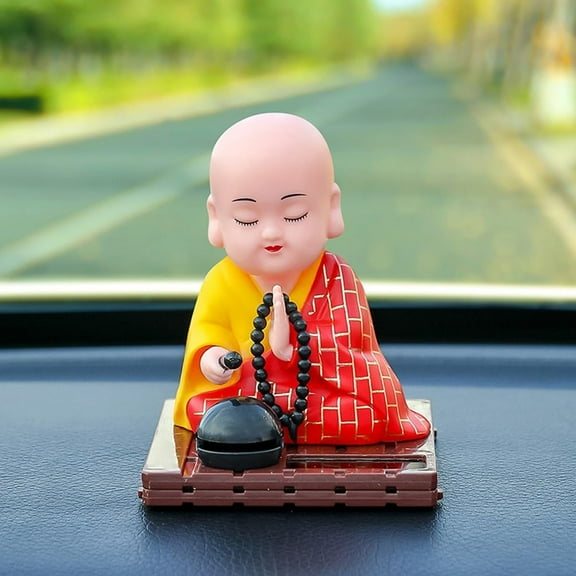 Solar Powered Laughing Buddha Bobblehead - "Silent-Nod" Lucky Car Ornament with UV-Resistant Finish