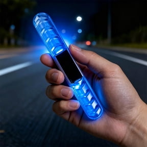 Solar Powered Led Warning Light, Automatic Light Sensor Safety Marker, High Visibility Flashing Signal Lamp, Night Driving Protection Parking Alert And Weather Resistant Design