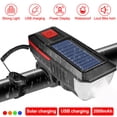 thumbnail image 1 of Solar Powered Light USB Rechargeable LED Bicycle Headlight Bike Front Lamp+Horn, 1 of 10