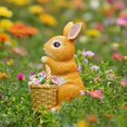 Solar Statue Solar-Powered Light-Up Bunny Garden Statue Waterproof Outdoor Decor ...
