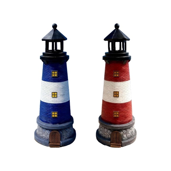 Solar Powered Lighthouse Garden Light LED Outdoor Decor Waterproof Landscape Light for Yard Patio Lawn Balcony Pathway 1.16x0.71x0.68 In (Blue)