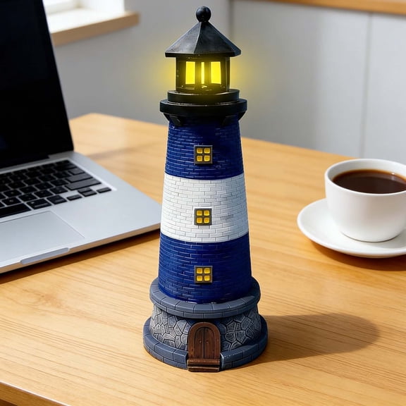 Solar Powered Lighthouse Tower, Outdoor Garden LED Decoration, Resin Terrace Landscape Light, Weather Resistant Patio Ornament
