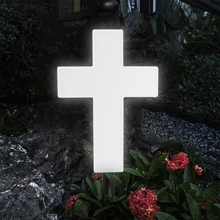 ?Solar-Powered Memorial Cross Light? – Eternal LED Grave Marker for Gardens & Cemeteries (57cm, Warm White)