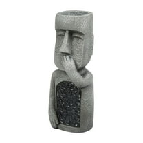 Solar Powered Moai Statue Planter - Easter Island Head Garden Decor with Built-in Solar Light, Outdoor Resin Sculpture for Yard, Patio & Terrace - Unique Garden Art Gift