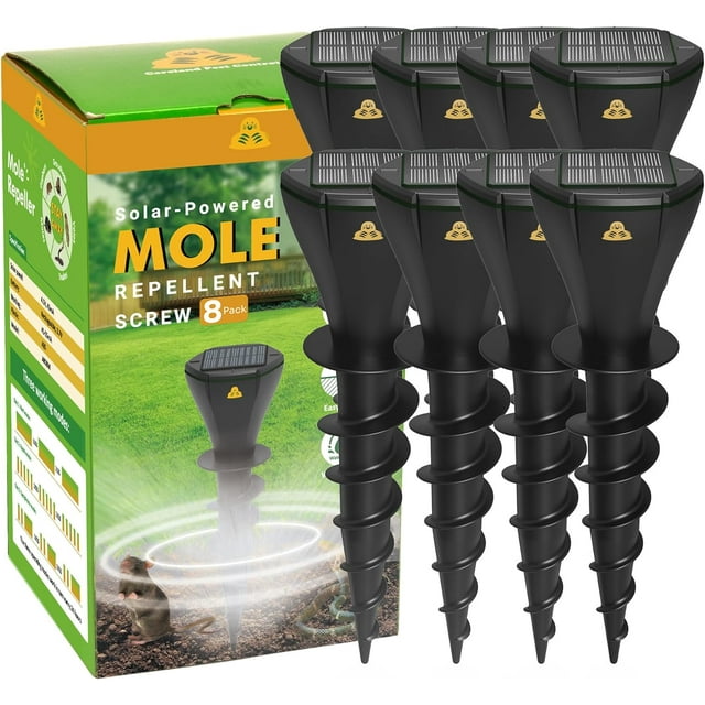 Solar Powered Mole Repellent Stakes Outdoor Ultrasonic Snake Groundhog