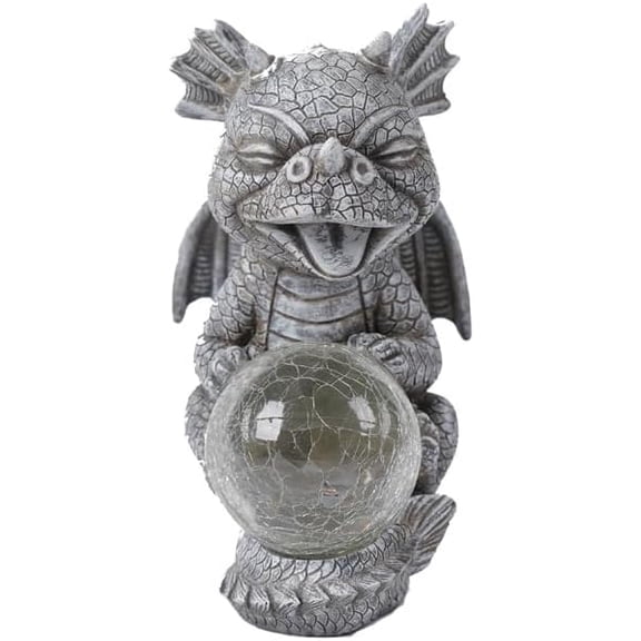 Solar Powered Moon Lamp, Outdoor Garden Decoration,Resin Dragon Sculpture Ornament Craft Ornament Art