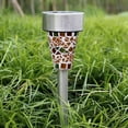 Solar Powered Mosaics Stake Lights Stainless Steel Garden Border Night