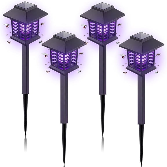 Solar Powered Mosquito Zapper with Garden Stake Light Waterproof Outdoor Bug Killer, Fly & Moth Trap for Patio, Backyard, Garden, Farm