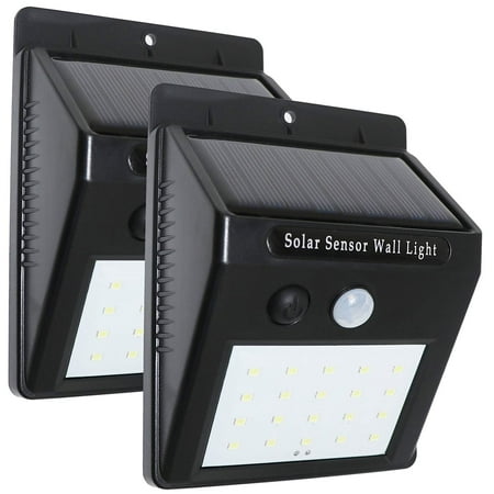 Solar Powered Motion Sensor Lights, 2 Pack Waterproof Outdoor Wall Lights, Wireless Security Lights for Garden Patio Yard