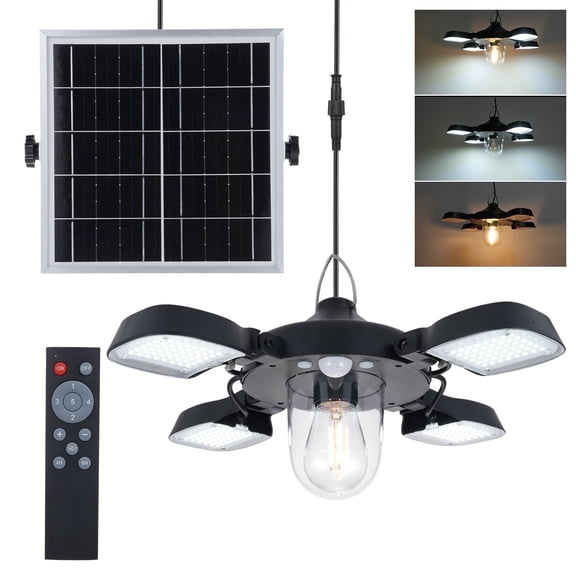 Nosilbek Solar Powered Motion Sensor Shed Light, 192LED 1200LM 4-Head Daytime Work Light