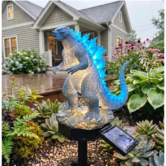 Solar Powered Mythical Monster Garden Stake Light, Outdoor Decorative Fantasy Kaiju Landscape Path Lamp for Yard Lawn Patio Decor