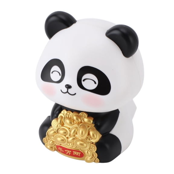 Solar Powered Nodding Panda Statue Dashboard Ornament Eco Friendly Luck Fortune Animal Figurine 3.35 Inches / 8.5 cm Smiling Eyes Decor