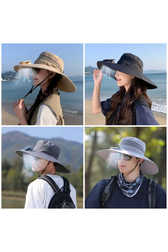 Solar-Powered One-Fan Hat for Men,Summer Outdoor Activities,Hiking,Fishing,Breathable Sun Protection and Shading Cap
