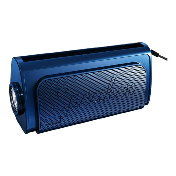 Solar Powered Outdoor Bluetooth Speaker with Flashlight Phone Stand TF Card Playback 7.24 Inch Compact Size Wireless Waterproof Camping Gear(Blue)