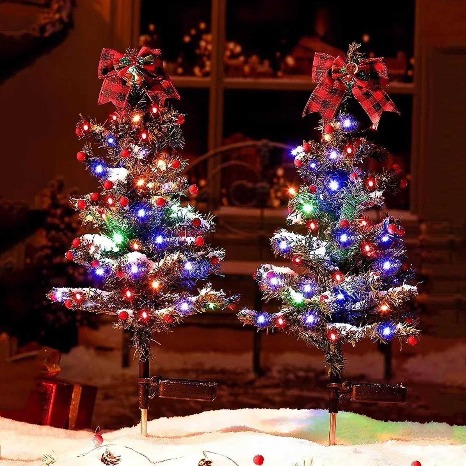 Solar Powered Outdoor Christmas Tree Lights Energy Efficient Holiday