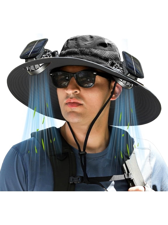 Solar Powered Outdoor Cooling Fan Hat, Solar Powered & USB Charging Hat Fishing Hat with Fan for Men