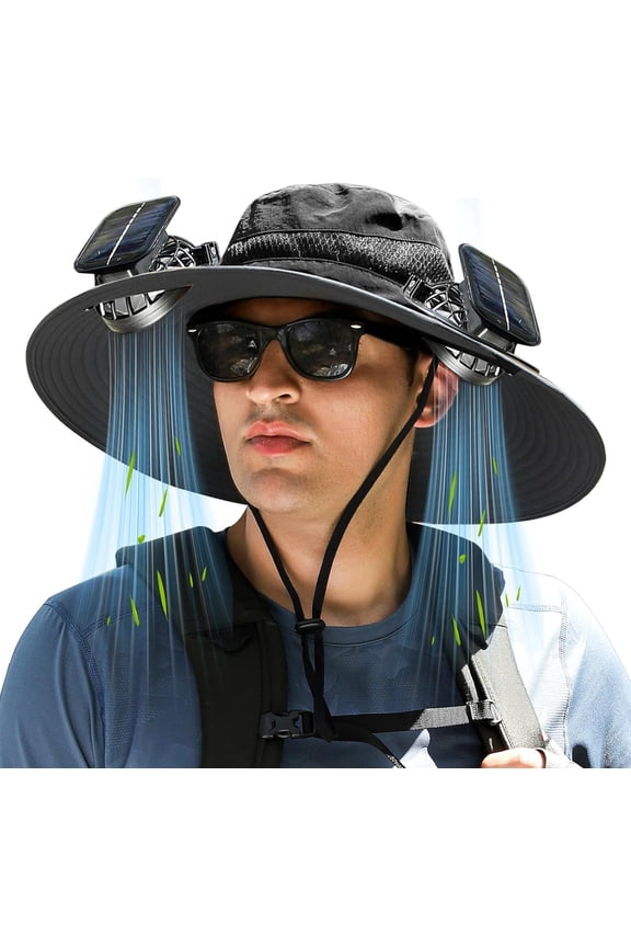 Solar Powered Outdoor Cooling Fan Hat, Solar Powered & USB Charging Hat Fishing Hat with Fan for Men