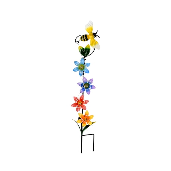 Solar Powered Outdoor Decorative Artificial Flower Garden Stake Light with Bee Simulation for Yard Patio Lawn Pathway Landscape