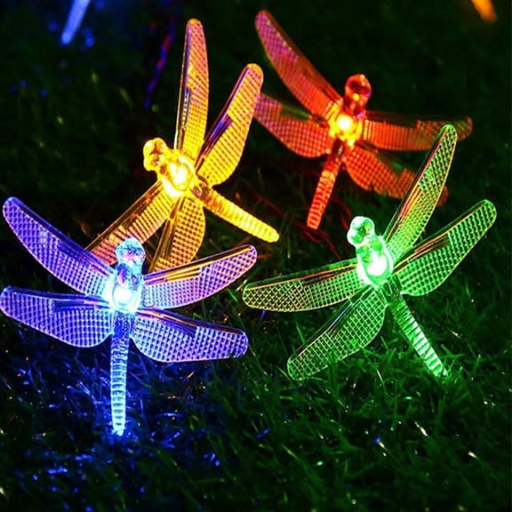 Solar Powered Outdoor Dragonfly String Lights 20 LED Solar PoweredMulticolor