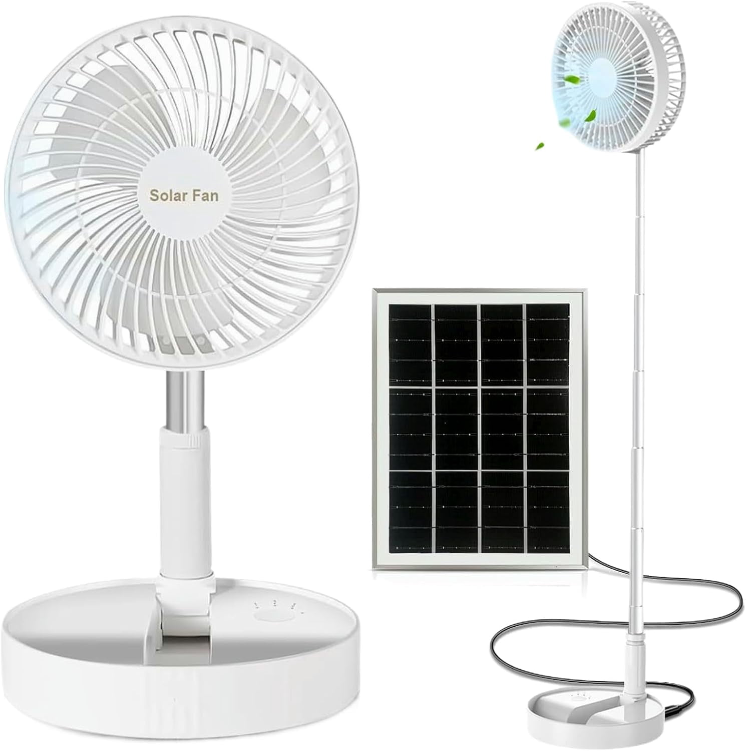 Solar powered outdoor fan rechargeable foldable desk fan with solar